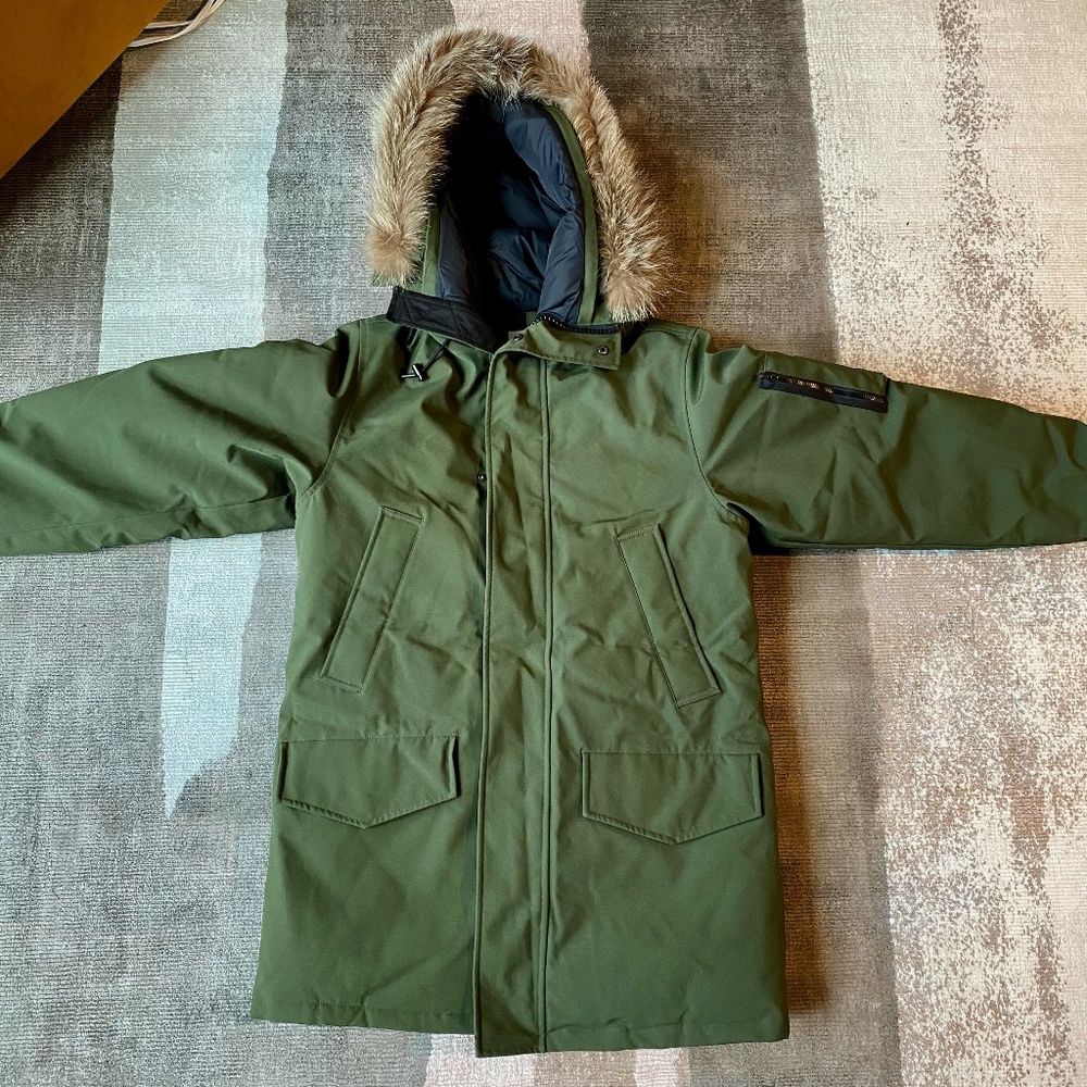 KENZO FAUX FUR TRIMMED SHELL HOODED DOWN PARKA